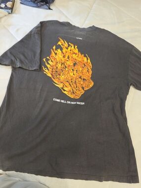 Come Hell or High Water Black Graphic Tee with Flaming Wolf